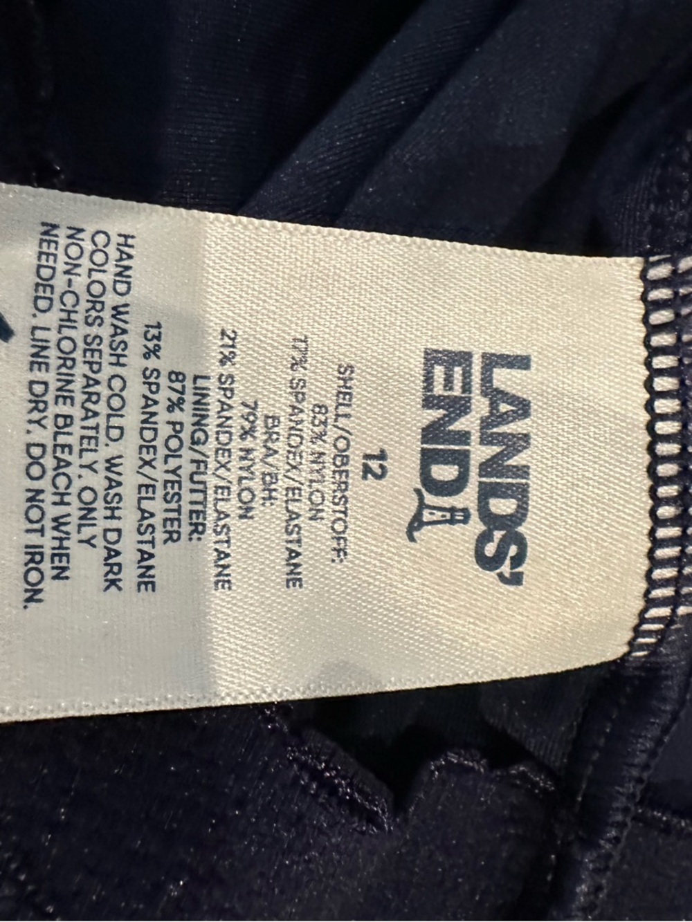 Lands End Navy Ruched Tankini Top with Straps - Picture 3 of 5